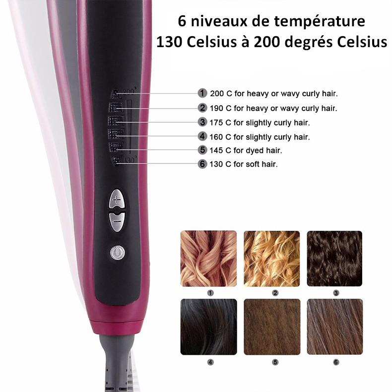 Brosse à cheveux à température constante a 6 niveaux