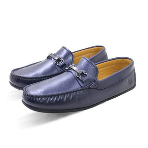 Mocassin en cuir lisse Bleu 220