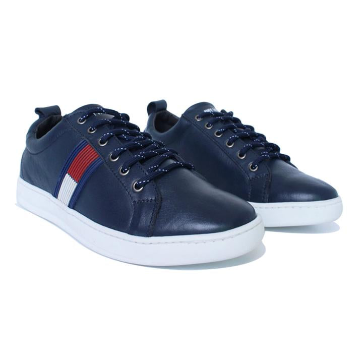 BASKET EN CUIR BLEU FONCÉ