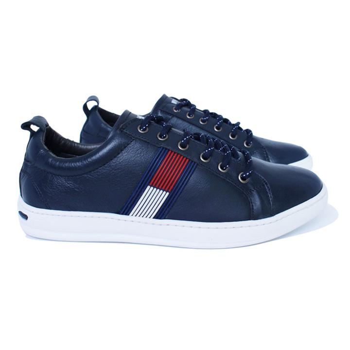 BASKET EN CUIR BLEU FONCÉ